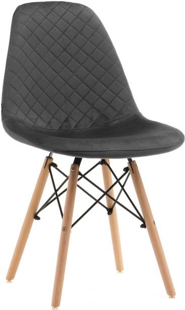 Finch Fox Eames Replica Velvet Cushion Dining Chair For Cafe , Side Chair , Accent Chair Dark Gray Color Engineered Wood Living Room Chair