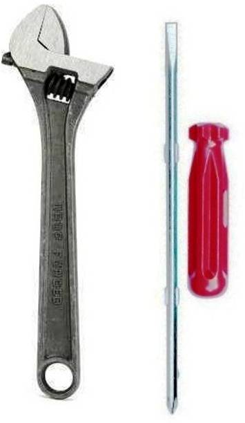 WallVilla 8 In Adjustable 2 In 1 Screwdriver 8 In Adjustable Spenner 2 In 1 Screwdriver Heavy Used Single Sided Pipe Wrench