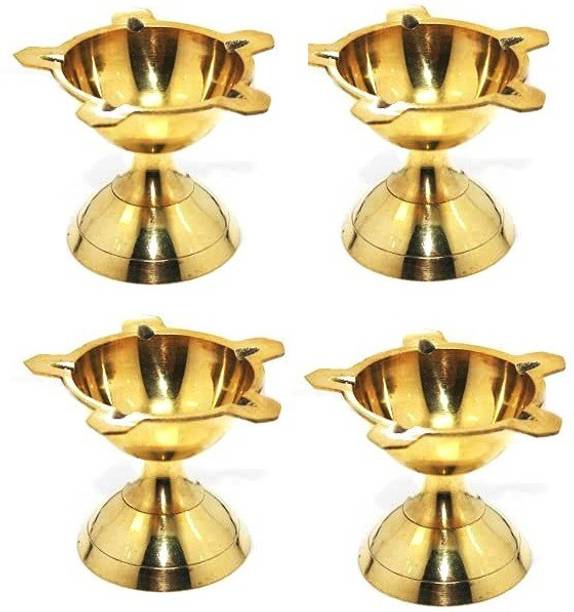 Fashion Bizz Fashion Bizz Akhand Jyoti Deepak STAR DIYA (Pack of 4) Table Diya Brass (Pack of 4) Table Diya Set