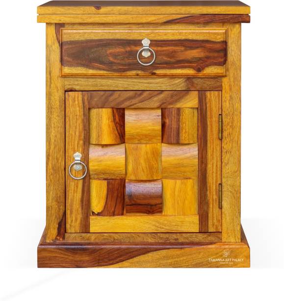 Tamannaartpalace Solid Wood Nivora Bedside Table with Storage in Teak Finish, Pre-Assembled Solid Wood Bedside Table