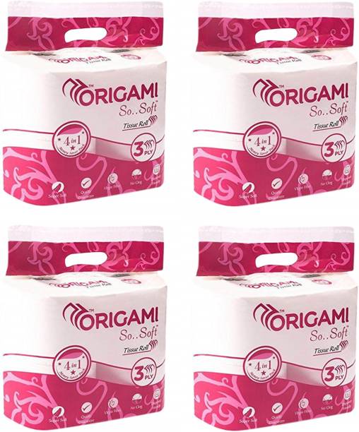 Origami So Soft - 3 Ply Toilet Paper | Tissue Roll - 4 in 1 (Pack of 4)- 16 Rolls - Total 5440 Pulls Toilet Paper Roll