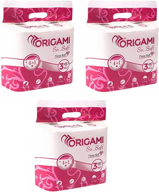 Origami So Soft - 3 Ply Toilet Paper | Tissue Roll - 4 in 1 (Pack of 3)- 12 Rolls - Total 4080 Pulls Toilet Paper Roll