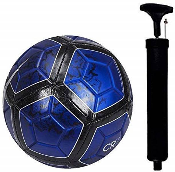 JOJOMART COMBO CR 7 BLUE-BLACK FOOTBALL WITH AIR PUMP Football - Size: 5