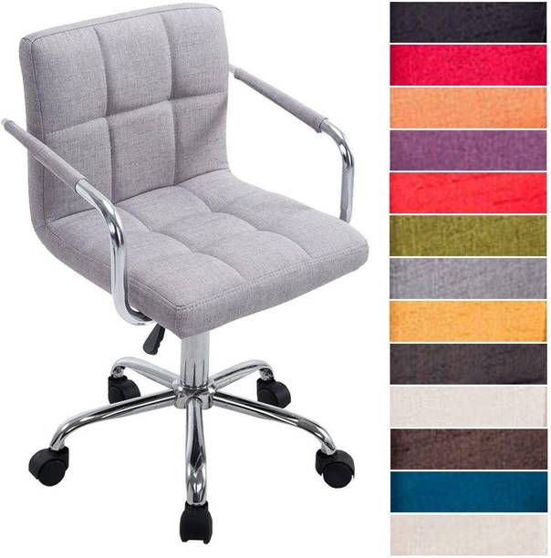 Finch Fox Height-Adjustable Fabric Arm Office Desk Chair For Computer, Salon, Spa, Bar, Medical, Kitchen Light Gray Color Fabric Office Executive Chair