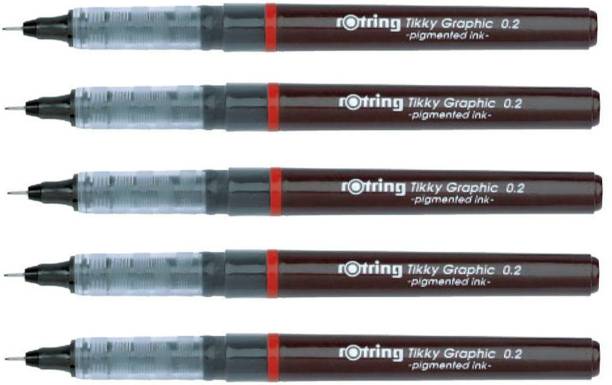 rotring 0.2mm Line Thickness Tikky Graphic Fineliner with Black Pigmented Lightfast And Water Resistant Ink, Non Refillable Fineliner Pen