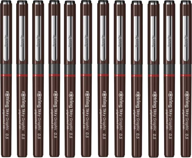 rotring 0.5mm Line Thickness Tikky Graphic Fineliner with Black Pigmented Lightfast And Water Resistant Ink, Non-Refillable Fineliner Pen