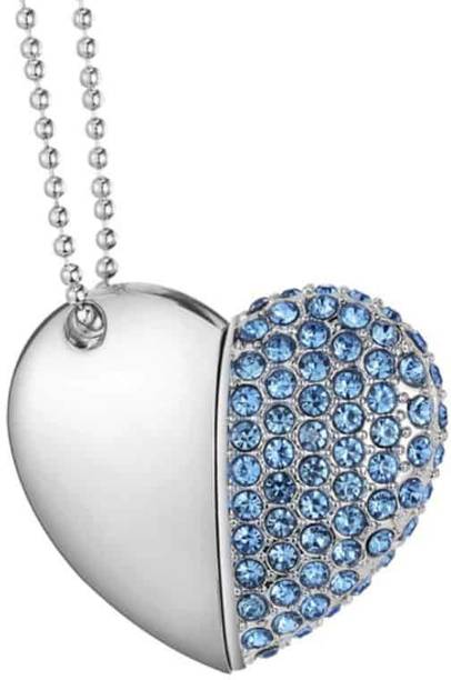 Tobo 16GB/ 32GB/ 64GB Blue Metal Heart Shape Designer Pendrive Metal Heart Shape Designer Pendrive 32 Pen Drive Compatible with Mobile, Laptop, Tablet, Desktop Computer USB 2.0 Metal, Plastic Case