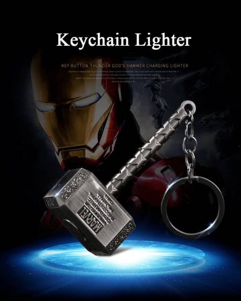 Triangle Ant Thor Hammer Keychain, Lighter Silver Thor Hammer Lighter Zinc Alloy Flameless Lighters Silver Pocket Lighter