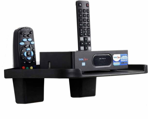 DALUCI Set Top Box Stand/DTH Stand/WIFI Router Stand/Set Top Box Wall Mount Stand With 2 Remote Holder Plastic Wall Shelf