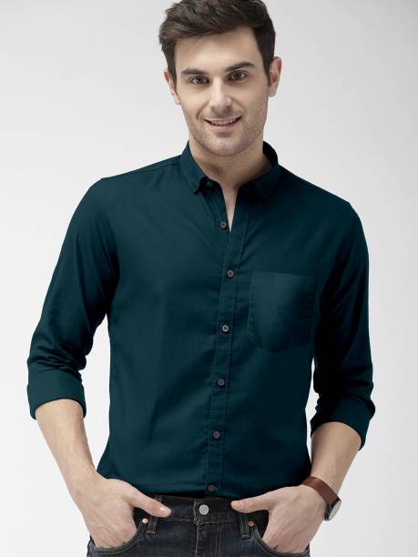 Men Slim Fit Solid Spread Collar Formal Shirt Price in India