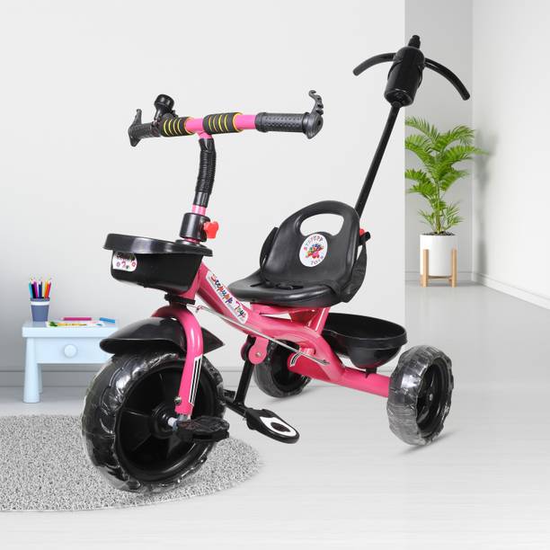 Stepupp STP PINK HANDLE FOR KIDS FRONT AND BACK BASKET-02 Tricycle