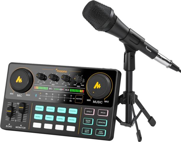MAONO AU-AM200-S2 Podcast Production Studio with Audio Interface, DJ Mixer,Sound Card Microphone