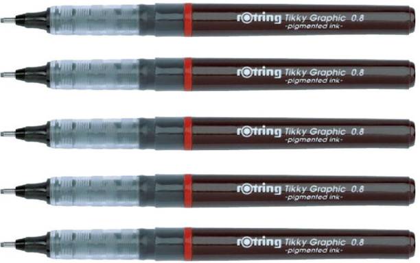 rotring Tikky 0.8mm Graphic Black Pigmented Lightfast Water Resistant Ink Non-Refillable Fineliner Pen