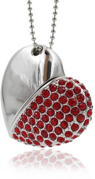 Tobo 16 GB Heart Shape USB2.0 Flash Drive Crystal Pendant Thumb Drive Jewelry Memory Stick Necklace Pen Drive Jump Metal Heart Shape Designer Pendrive 16 GB Pen Drive Compatible with Mobile, Laptop, Desktop Computer, Tablet USB 2.0 Metal Case
