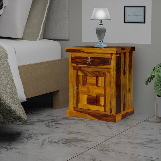 Tamannaartpalace Solid Wood Nivora Bedside Table with Storage in Provincial Teak Finish, Pre-Assembled Solid Wood Bedside Table