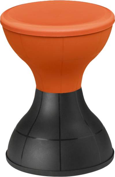 KUBER INDUSTRIES Damroo Style Both Sided Plastic Sitting Stool For Indoor & Outdoor (Black & Orange) Stool