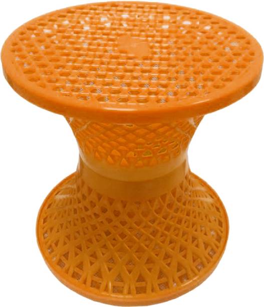 KUBER INDUSTRIES Mesh Design Both Sided Plastic Sitting Stool For Indoor & Outdoor in Damroo Style (Yellow) Stool