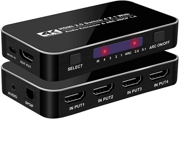 microware TV-out Cable HDMI Splitter Switch 2.0 4K 4x1 4 in 1 Out HDMI Switch Audio Extractor with ARC