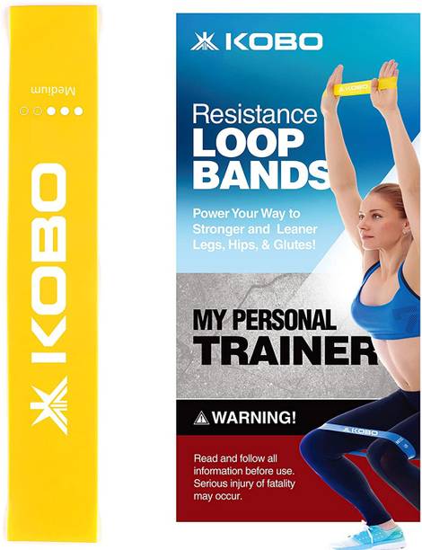 KOBO AC-36 Loop Bands 2" Wide Level 3 for Stretching Fitness with Workout Guide Booklet Resistance Band