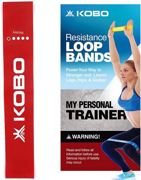 KOBO AC-81 Loop Bands 2" Wide Level 4 for Stretching Fitness with Workout Guide Booklet Resistance Band