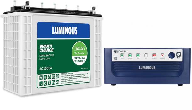 LUMINOUS Shakti Charge SC 18054 150Ah Tall Tubular Inverter Battery With Eco Watt Neo 900 Square Wave Inverter Tubular Inverter Battery