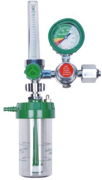 Trend-Aspire Glass Oxygen Flow Meter with Regulator and Humidifier Bottle (Adult) Wall Mount Oxygen Cylinder Holder