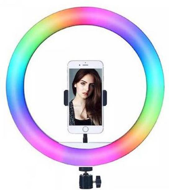 Webilla 10 Inch Multi color Red Green Blue (RGB) and Normal Light Selfie Ring without Tripod & Remote Control, 360° Rotatable Photography Dimmable Studio Lighting for Live Streaming Ring Flash
