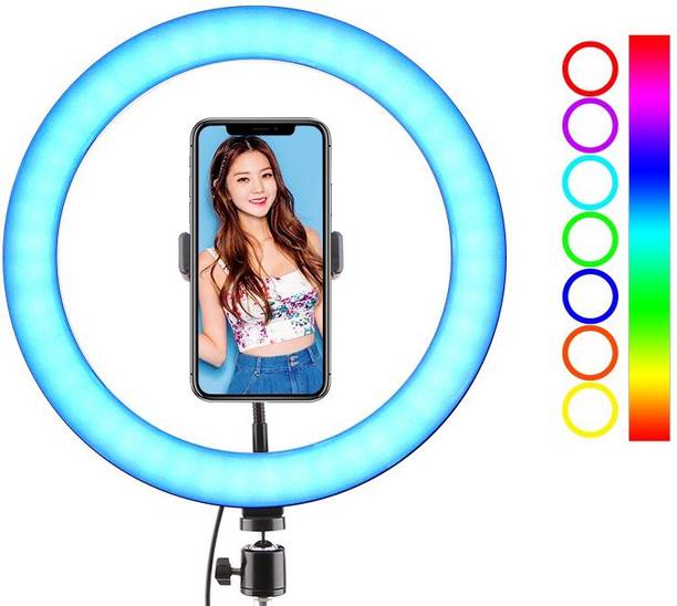 Webilla 10" Selfie RGB LED Ring Light Dimmable with 21 Colours and Shutter for Live Stream for YouTube, Makeup, Photography, Video Shooting, Light for Reels,(Without Tripod) Ring Flash