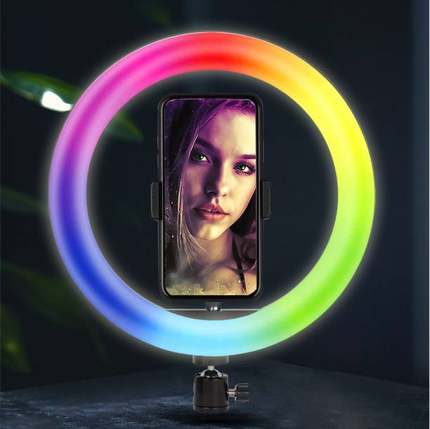 Wrapo Newest 10 Inch Multi Color RGB 360° Rotatable Remote Control Ring Light Photography Dimmable Studio Lighting for Live Streaming Ring Flash