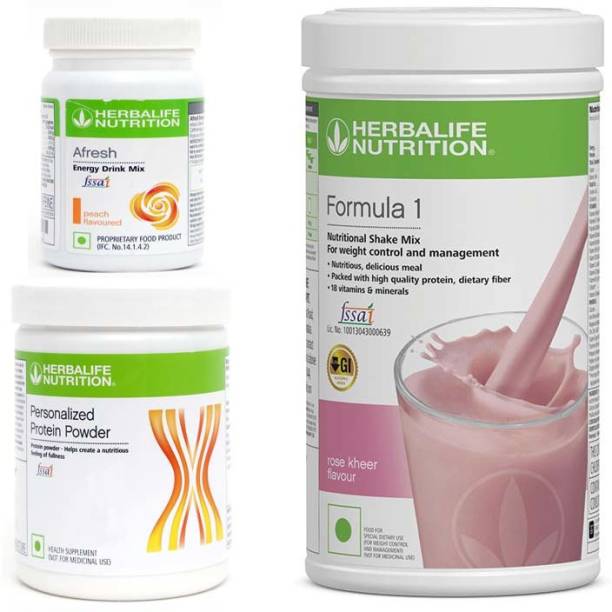 HERBALIFE Weight Loss Combo With Formula 1 Shake Mix Rose Kheer Flavor With Wit Protein Powder 200 Gm And Afresh Energy Drink Peach Flavor Combo