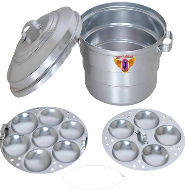 Jayam Traditional Standard Anodised Aluminium Idli Maker / Steamer / Cooker with 2 Plates / 12 Pot Standard Idli Maker
