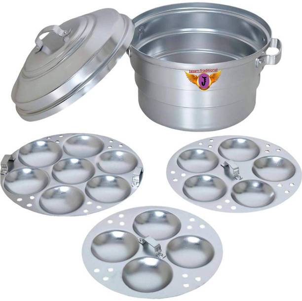Jayam Traditional Aluminium Idli Maker / Steamer / Cooker with 3 Plates / 16 Pot Standard Idli Maker