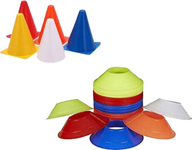 CF SPORTS 6 Inch PVC Cones Pack 6, 20 Space Markers Agility Combos Football & Fitness Kit