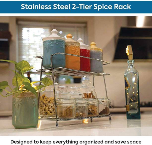 GVJ TRADERS Utensil Kitchen Rack Steel Kitchen Rack Steel Kitchen Stainless Steel Corner Rack stand & Big Size Steel