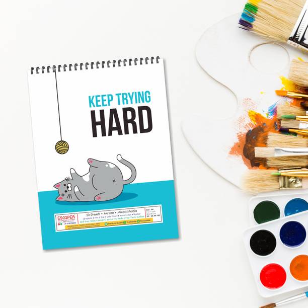 ESCAPER Keep Trying Hard Theme Sketchbook a4 Size (50 Sheets)| Sketch Pad