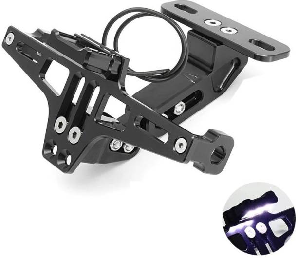 Otoroys Motorcycle Bike CNC Adjustable Angle License Number Plate Frame Holder Tail Tidy With LED (Black) Bike Number Plate