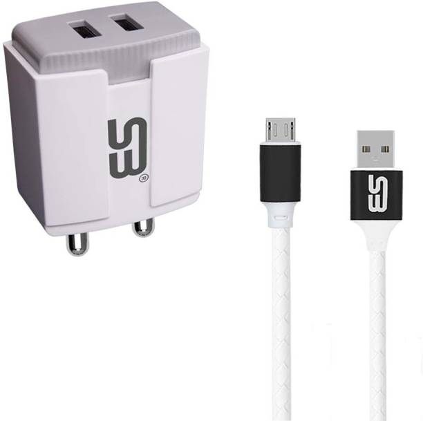 shopbucket 3.4AMP Power Adapter 5W Double USB Port Mobile Charger BIS Certified, Auto-detect Technology, (White) With Micro USB 2.4A Charging cable (Black) Length 1 Meter Long Cable Compatible With Infinix Hot 10 Play, Infinix Hot 10S, Infinix Smart 5,Infinix Smart 4 Plus, Infinix Hot 9. 5 W 3.4 A Multiport Mobile Charger with Detachable Cable