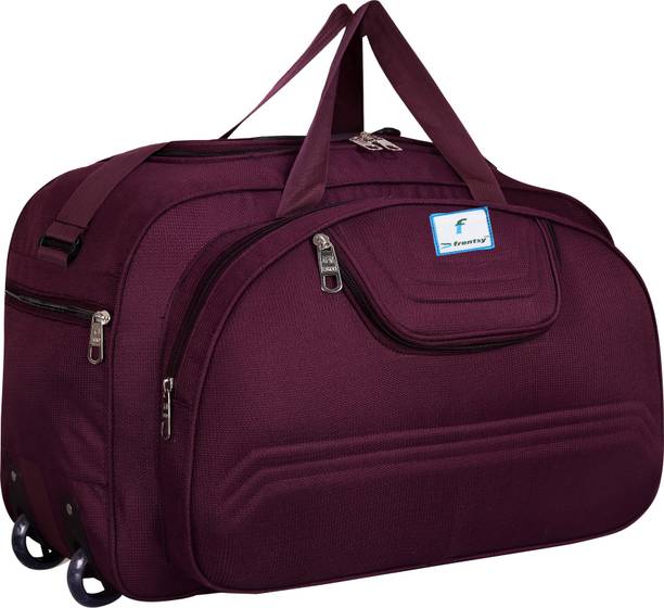 55 L Strolley Duffel Bag - Lightweight Waterproof Luggage Travel Duffel Bag with two wheels - Purple - Regular Capacity