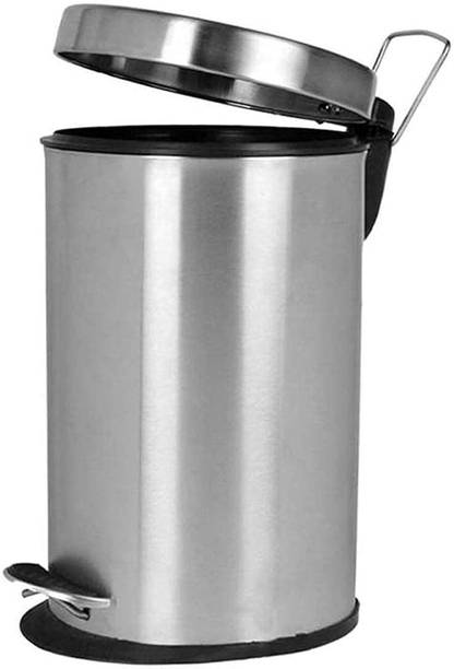 STAR CLASSIC Trash Can Pedal Bin, Round Stainless Steel Heavy Garbage Bin with Lid & Step Foot Pedal |with Removable Inner Bucket For Kitchen, Bathroom & Office (5 LITERS) Steel Dustbin