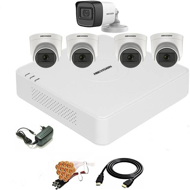 HIKVISION 8 Channal Turbo HD H.265 DVR 1Pcs,Outdoor Camera 5 MP Turbo HD AUDIO 1Pcs,Indoor Camera 5 MP Turbo HD AUDIO 4Pcs,HDMI cable 1Pcs,Bnc & Dc connectors,combo set Security Camera