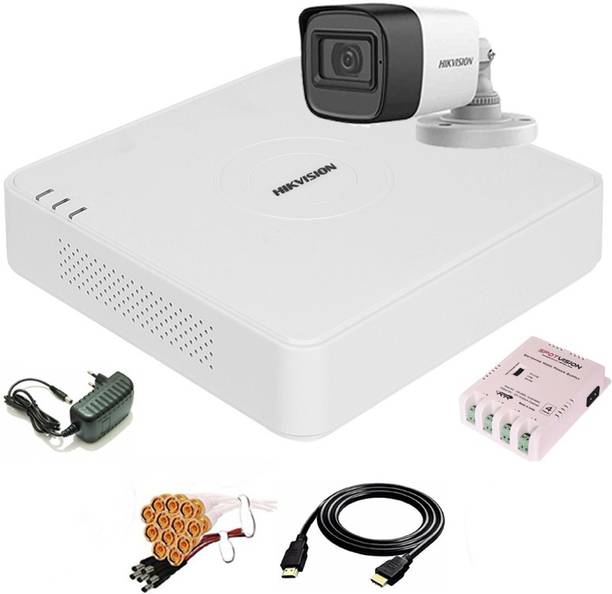 HIKVISION 4 Channal Turbo HD H.265 DVR 1Pcs,Outdoor Camera 5 MP Turbo HD AUDIO 1Pcs,Power Supply 1Pcs ,Full combo set Security Camera