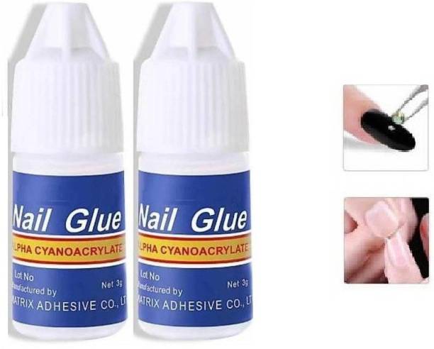 Alkaf Nail Glue For Artificial Nail Waterproof Nail Adhesive Bottle Arylic Nails Professional Nail Art Gum for Fake Nails Pack of 2