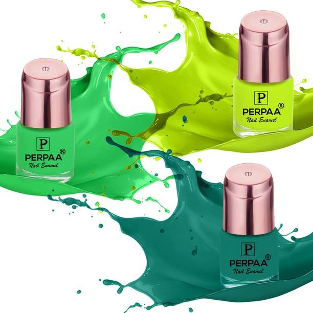 Perpaa Rose Gold Quick-drying, Gel Based Nail Polish for Women,C 36 Sea Green , Neon Green & Light Green