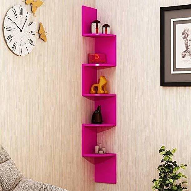 THE PINEWOOD ENTERPRISES Wooden Wall Rack Shelves Zig zag Corner Rack Shelf Wooden, MDF (Medium Density Fiber) Wall Shelf
