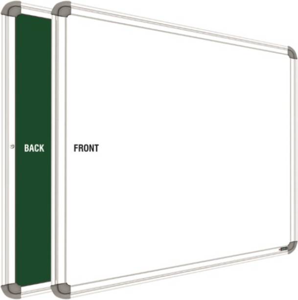 SRIRATNA Non Magnetic Non- Magnetic 1.5 X 2 feet Glossy White Board, One Side White Board Marker and Reverse Side Green Chalk Board Surface (45 cm x 60 cm) Whiteboards and Duster Combos