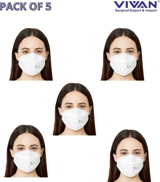 V SURZ PREMIUM 3 PLY MASK 100% Certified N95 6( 2 layer Meltblown ,2 layer hot air cotton 2 layer SMSLayer Anti Pollution , Anti - Virus Breathable Reusable, Washable White Mask with inbuilt Adjustable Nose Clip And Stretchable Loops respirator for Men ,Women & Kids, (Ultrasonic Stitch) & Ultra Soft Ear loops Reusable Cloth Mask With Melt Blown Fabric Layer
