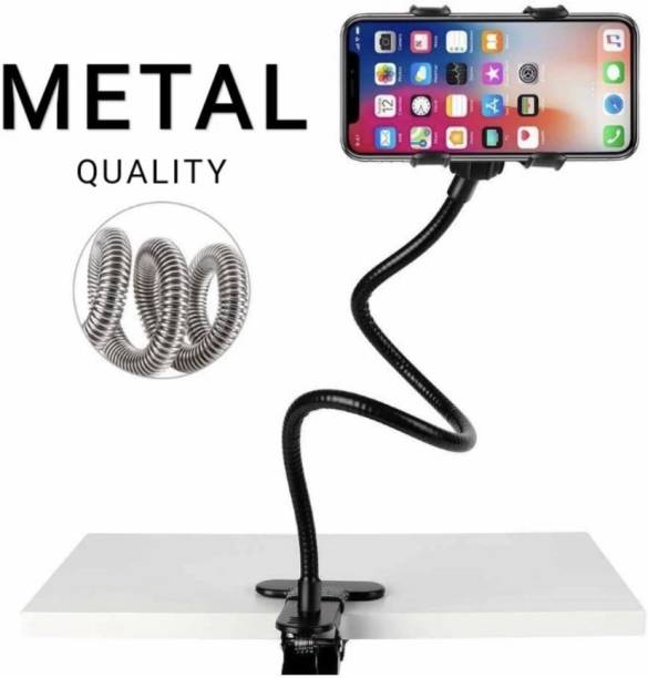 SWAPKART METAL Mobile Stand Holder Metal Built - Cell Phone Stand Perfect for Video Table Online Class Home Bed Flexible Charging Hand Bike Movie Office Gift Desktop Heavy Duty Foldable Lazy Bracket Clip Mount Multi Angle Clamp For All Smartphones iPhone Android Samsung OnePlus Xiaomi Mobile Holder