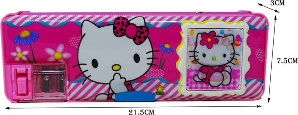 dishvy Hello Kitty Multipurpose Pencil Box with Calculator & Dual sharpner - Hello Kitty Art Plastic Pencil Box