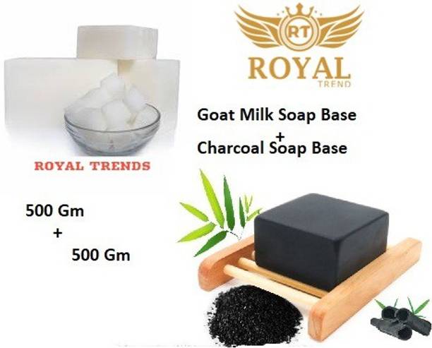 Royal Trends premium high quality Natural GOT MILK SOAP BASE & CHARCOAL SOAP BASE (500GM*2)