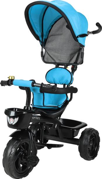 JoyRide 3 in 1 Baby Tricycle Toddler Stroller Kids Pedal Tricycle w/ Pusher Removable Canopy Safety Bar Storage Footrest for 18 Months to 5 Years 532B Tricycle